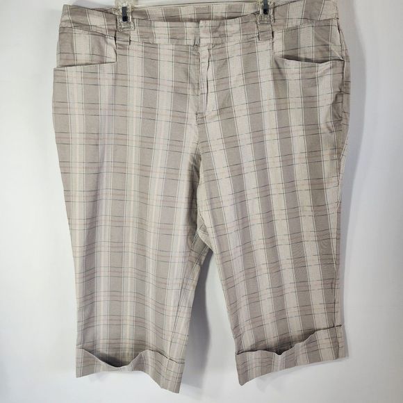 Venezia pre-owned Work Wear Tan plaid carpis Size 22 - Picture 1 of 12